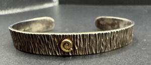 Designer Carolyn Pollak MLP Sterling Silver 925 & 14k Gold Cuff Bracelet 6.75"